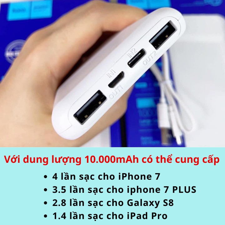 Sạc Dự Phòng Hoco J52 Pin Sạc Dự Phòng 10000mah Cho Iphone Samsung Oppo Giá Rẻ Nhỏ Gọn D'HUNA