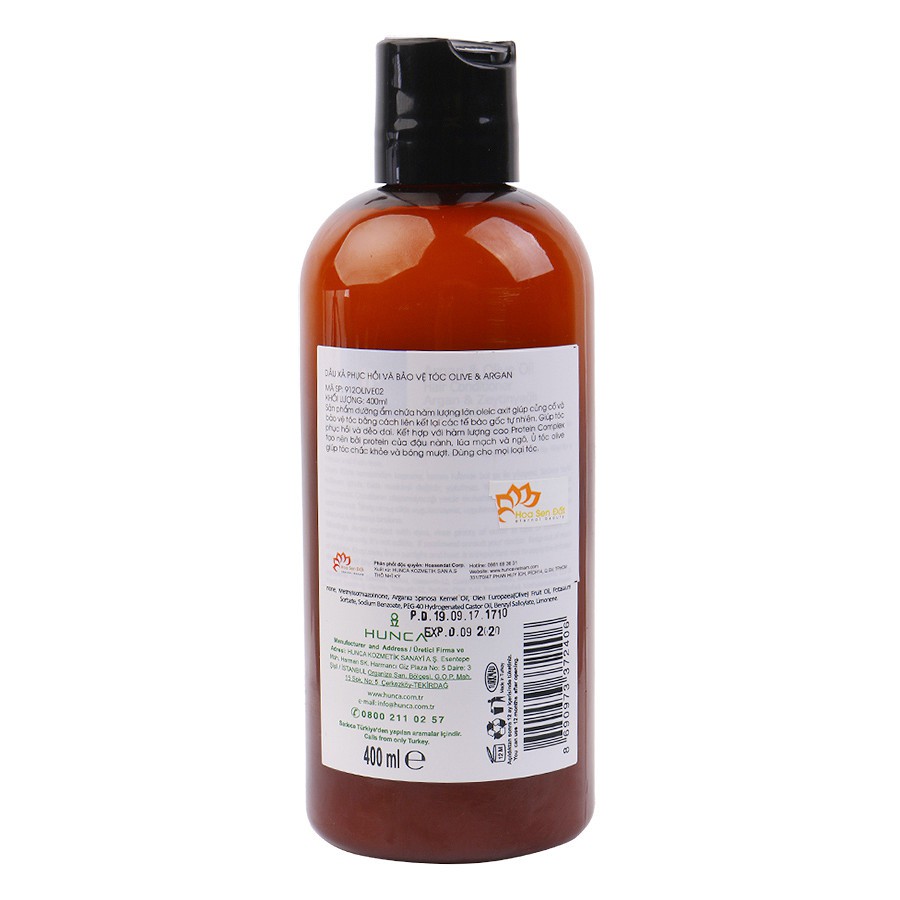 Dầu Xả Phục Hồi Và Bảo Vệ Tóc Chiết Xuất Tinh Dầu Olive Và Argan HUNCA (400ml)