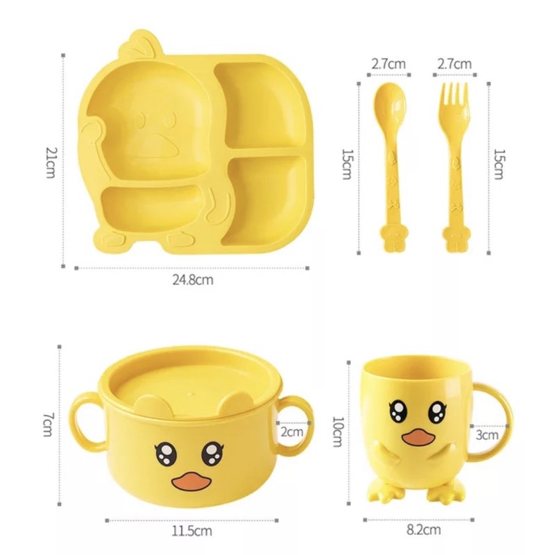 Khay, bát cốc ăn dặm nhựa cho bé hình gà vàng cực đáng yêu