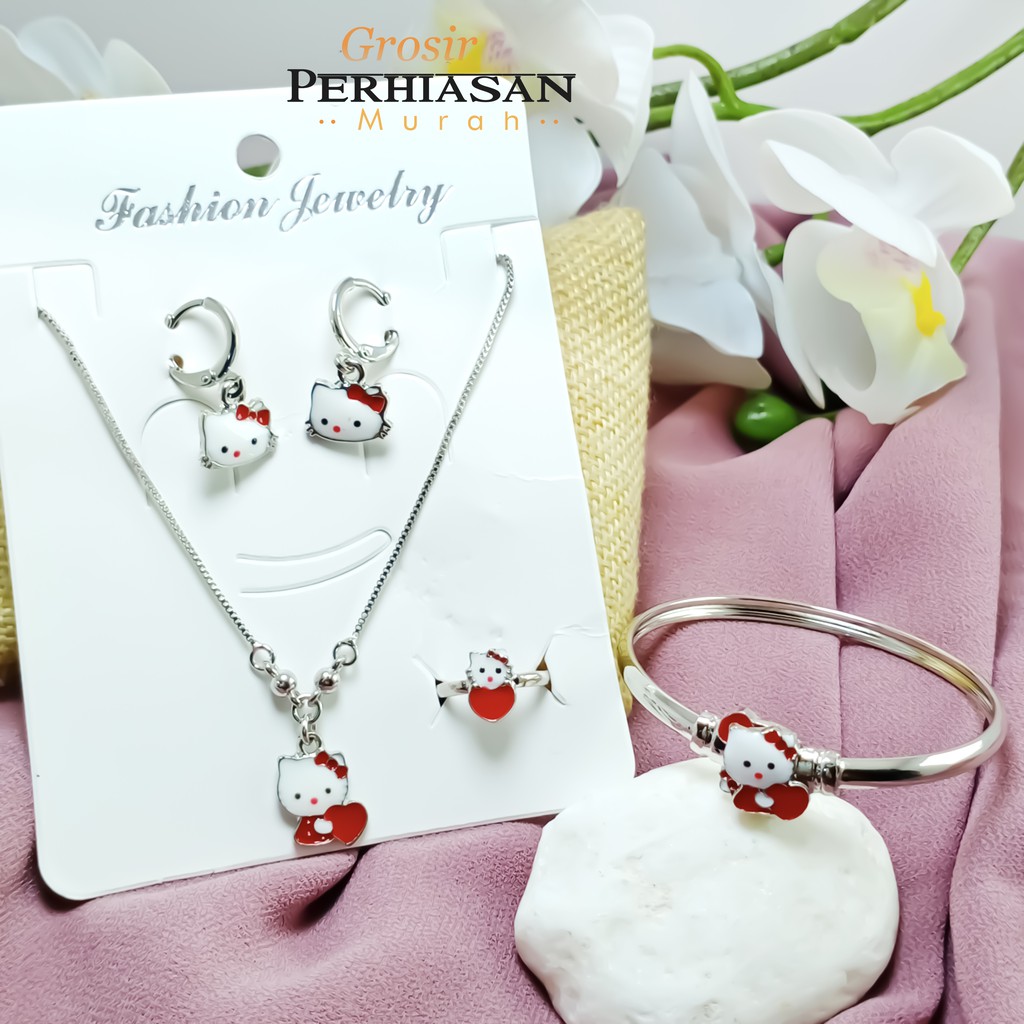 Bộ Trang Sức Hình Hello Kitty Xinh Xắn Cho Bé Gái