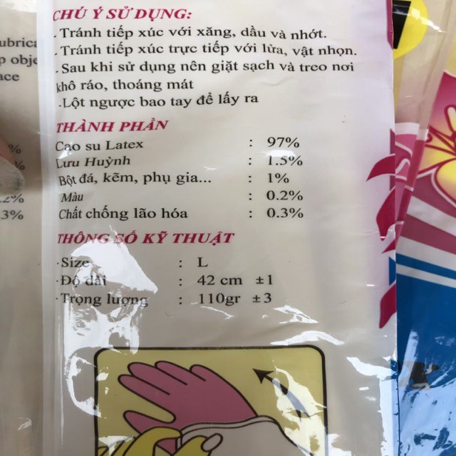 Gang Tay Cao Su Cầu Vồng Dài 42cm Túi 10 Đôi