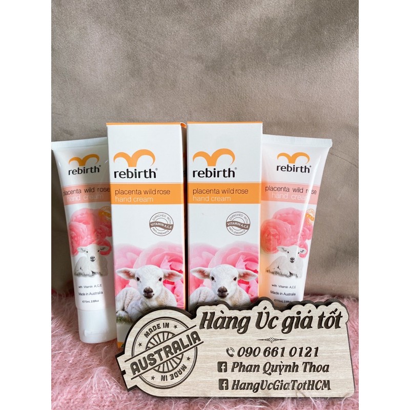 Kem dưỡng da tay Rebirth Placenta Wild Rose Hand Cream (75ml) Úc