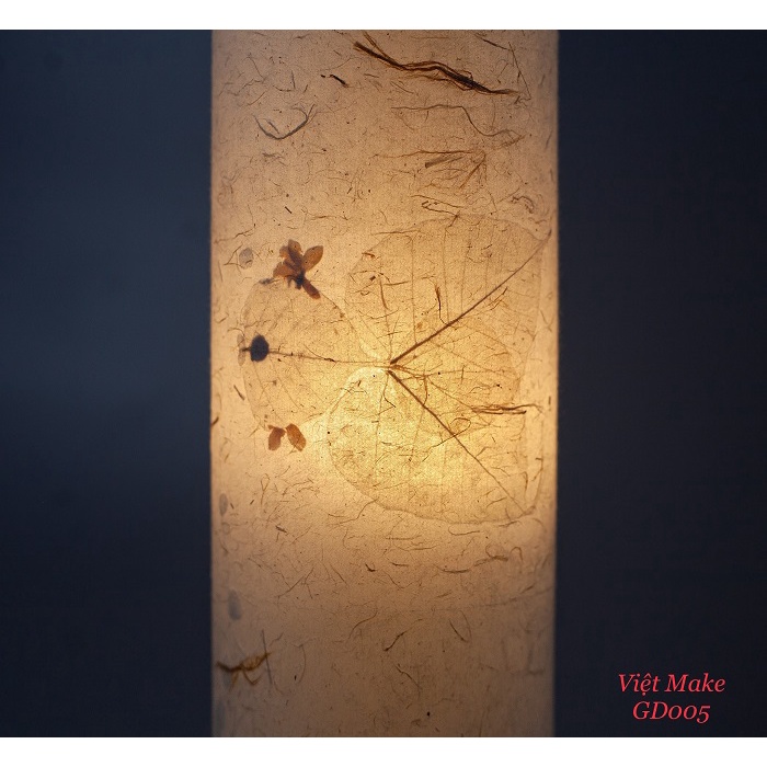 Đèn Bàn Trang Trí Nội Thất Nguyên Liệu Giấy Dó Hoa Khô Xếp Hình Cá Vàng Bồ Đề, Hàng Thiết Kế Cao Cấp Vietmake GD005
