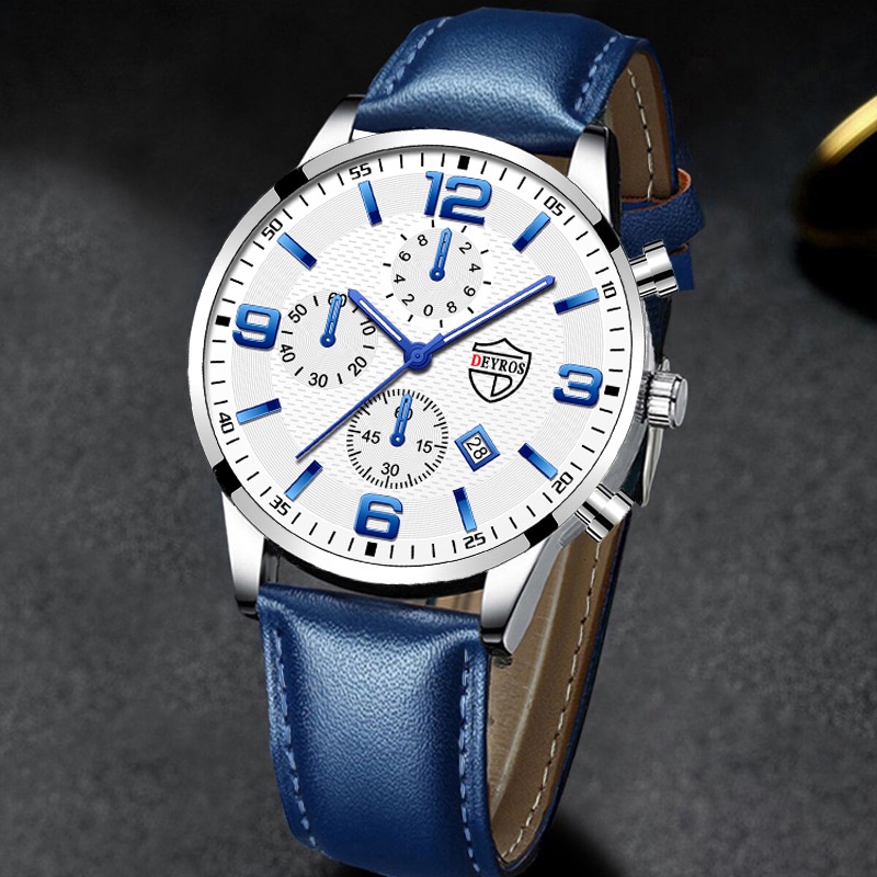 Đồng hồ nam chính hãng dây da DEYROS DS1536 thời trang cao cấp bền đẹp