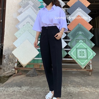 Combo baggy tây ( đủ size s m l) + Áo sơ mi trắng tay lỡ form rông