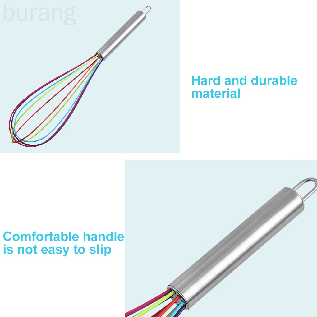 Dụng Cụ Đánh Trứng Bằng Thép Không Gỉ Và Silicone Nhiều Màu