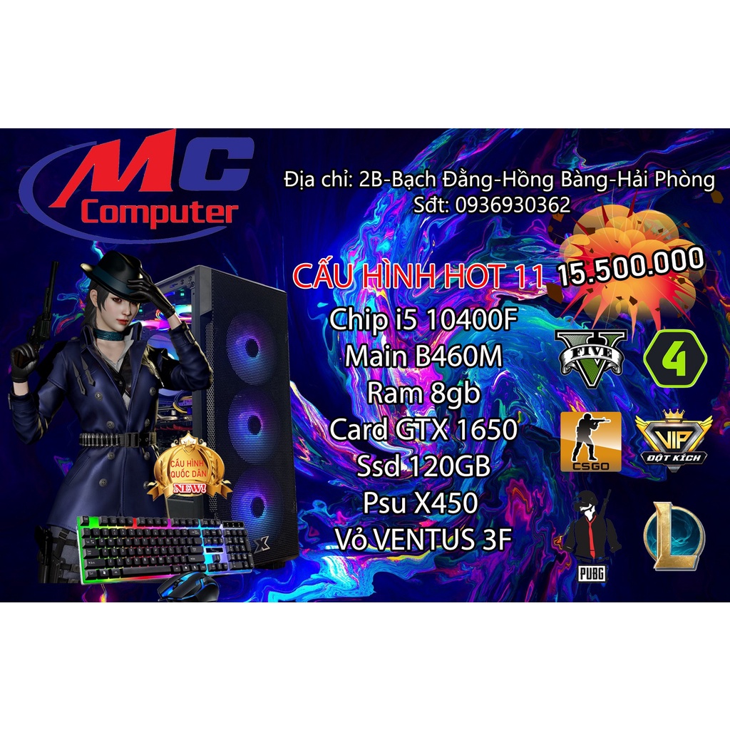 Máy tính chơi game giá rẻ Main B460/ I5 10400F/GTX 1650 | BigBuy360 - bigbuy360.vn