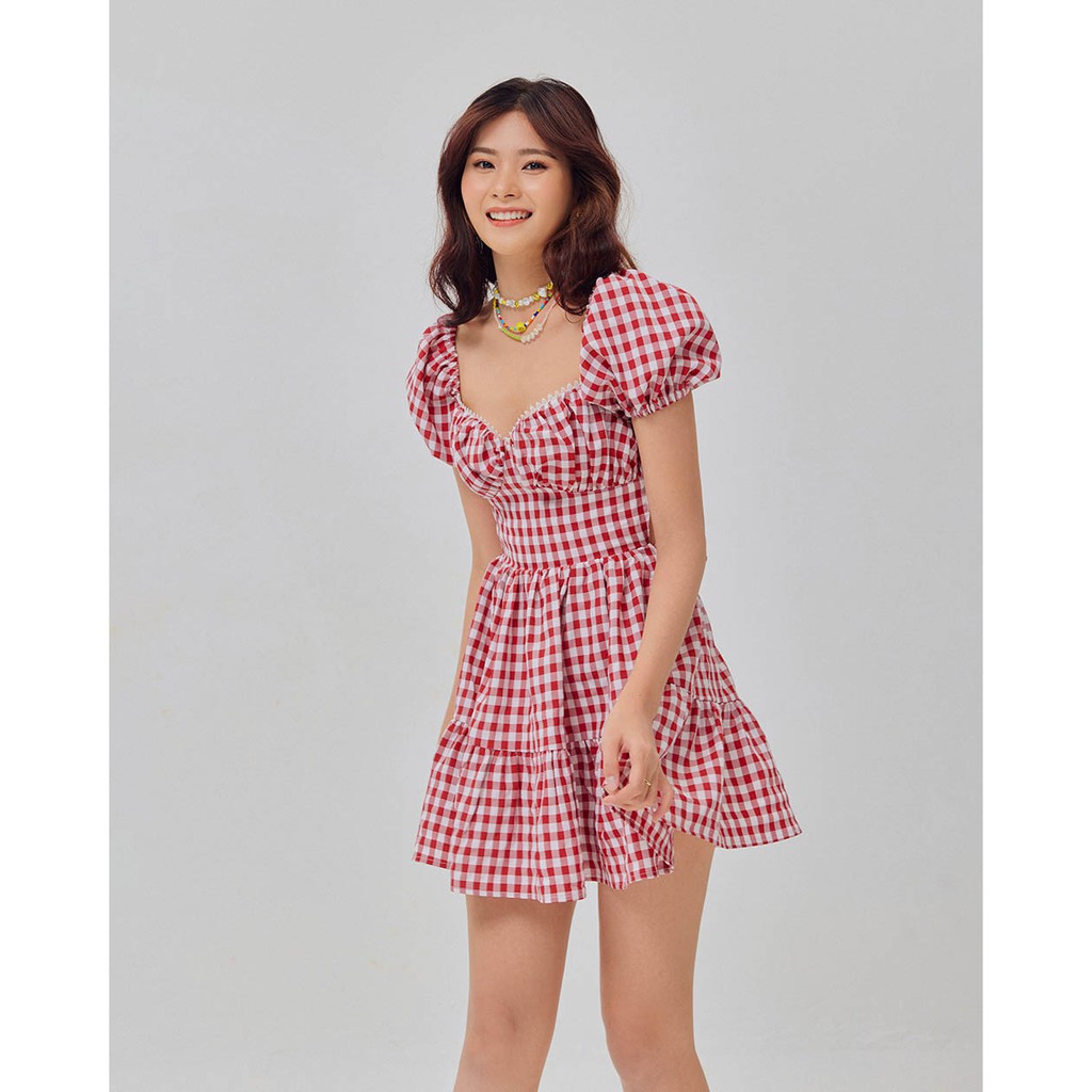 Đầm xòe Shebyshj hở lưng ca rô đỏ - Joly Dress | BigBuy360 - bigbuy360.vn