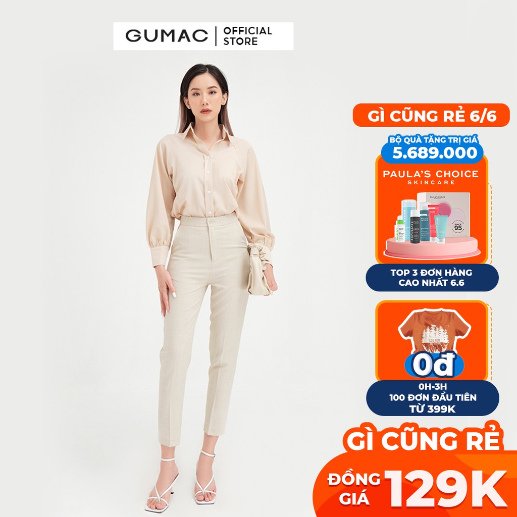 Áo sơ mi nữ tay raglan GUMAC đồ công sở thanh lịch AB413