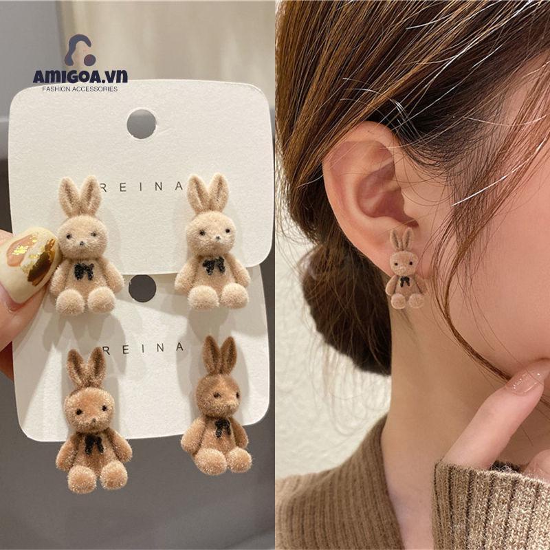 ✨✨Bông tai mạ bạc 925 hình thỏ kiểu Hàn Quốc thời trang thu đông