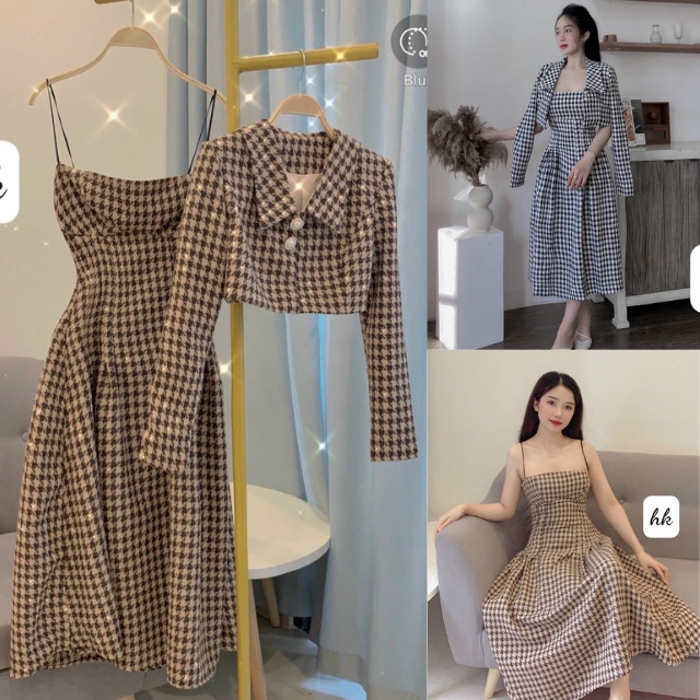 Set dạ váy kèm áo choàng croptop, Set váy nữ, Set dạ 2 dây, Set dạ, Chất vải loại 1 có kim tuyến - December Fashion