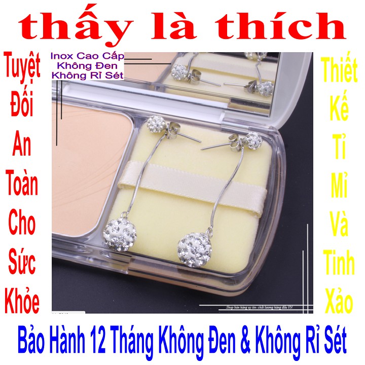 (Đảm bảo hạt đá khít đều đẹp) Bông tai dài đẹp nữ kiểu tòn ten đôi trái châu & hạt ngọc - Cam kết 1 đổi 1 nếu đen