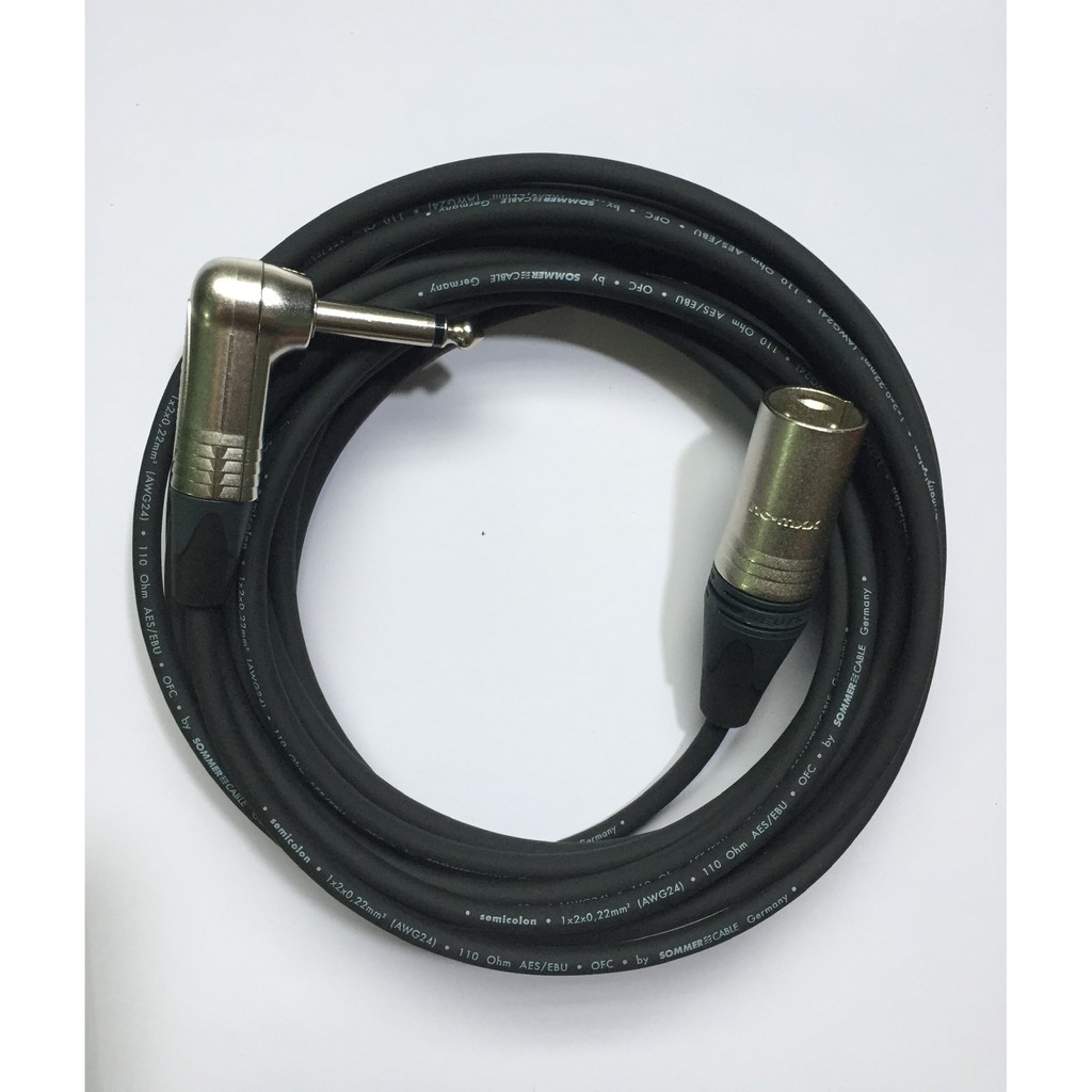 dây line guitar - jack 6,3mm L to canon(XLR) - dây jack nhạc cụ - jack Neutrik - cable Sommer (SC-Semicolon 2 AES/EBU)