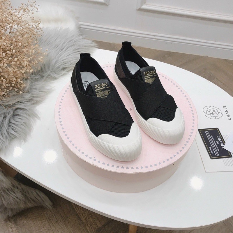 Giày slipon chun chéo mũi sò fullbox