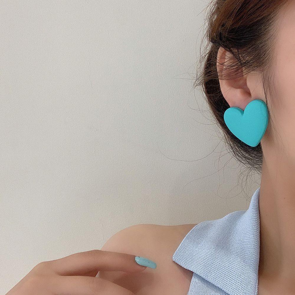 Bông Tai Hình Trái Tim Bằng Acrylic Màu Sắc Ngọt Ngào Phong Cách Hàn Quốc Thời Trang Cho Nữ