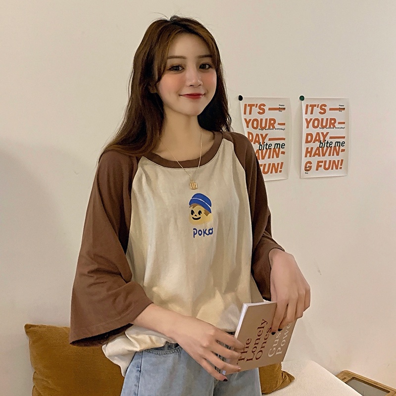 SUXI Áo Thun Tay Ngắn Dáng Rộng In Hình Dễ Thương