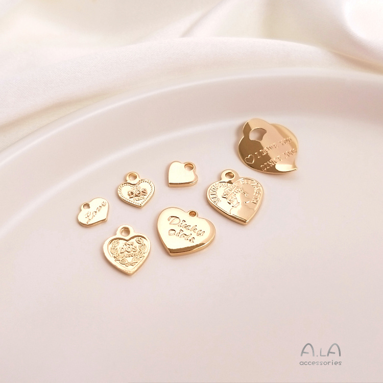 [Little Blu] Mặt Dây Chuyền Đầu Nữ Hoàng/Trái Tim Mạ Vàng 14K diy