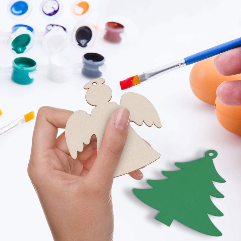 Set 50 phụ kiện gỗ trang trí cây thông noel xinh xắn