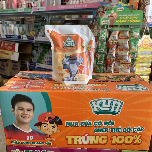 Thùng Sữa Lif Kun túi 110mlx 24 Gói Hương Nho/Sôcola/Cam/Dâu