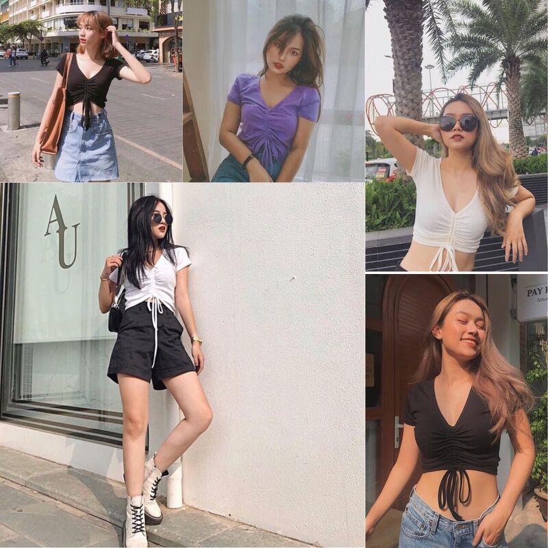 áo croptop nữ rút dây xinh xắn sexy | BigBuy360 - bigbuy360.vn