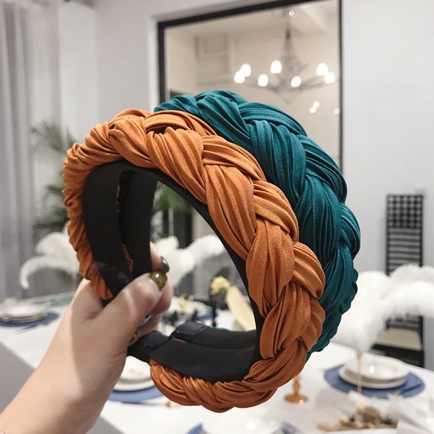 Băng Đô Cài Tóc Handmade Dây Bện Bản To Hàn Quốc Cao Cấp Nữ, Băng Đô Rửa Mặt Tẩy Trang Vải Phụ Kiện Thời Trang Bờm Tóc