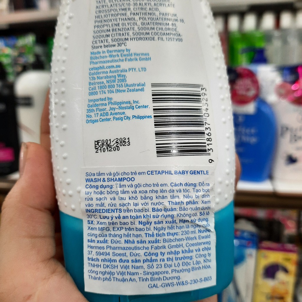 Sữa Tắm Gội 2 In 1 Cho Bé Cetaphil Baby Gentle Wash &amp; Shampoo 230ml