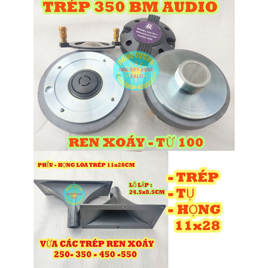 LOA TREBLE SÂN KHẤU 350 - 1 CỦ KÈN BM TỪ 100 + 1 HỌNG 11X28 + TỤ 2,2MF 250V TỐT - TRÉP LOA KÉO