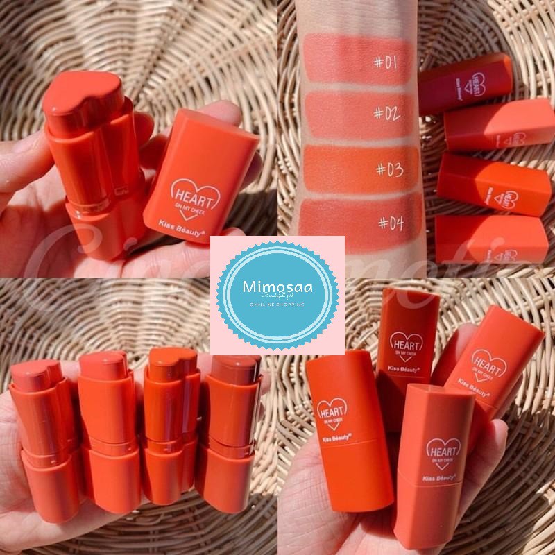[HOT DEAL] Phấn má hồng dạng thỏi Kiss Beauty, má hồng hình trái tim Hot Trend nhiều tone màu xinh xắn