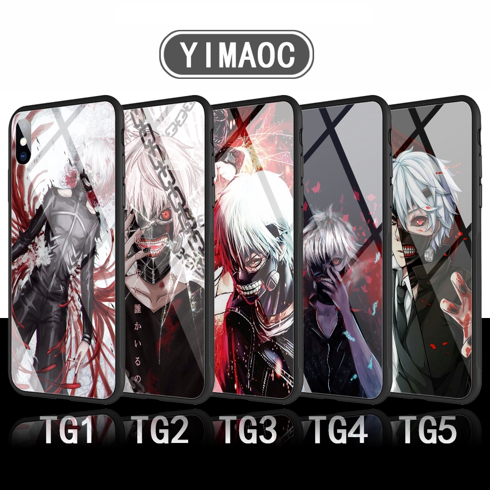 Ốp điện thoại mặt kính in họa tiết hoạt hình Tokyo Ghoul cho iPhone XS Max XR X 11 Pro 7 8 6 6S Plus