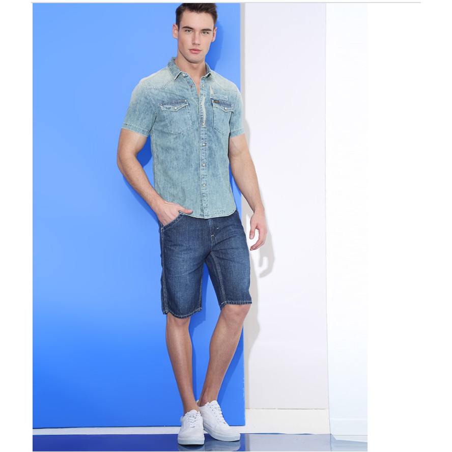 Áo sơ mi ngắn tay denim Lii xuất xịn