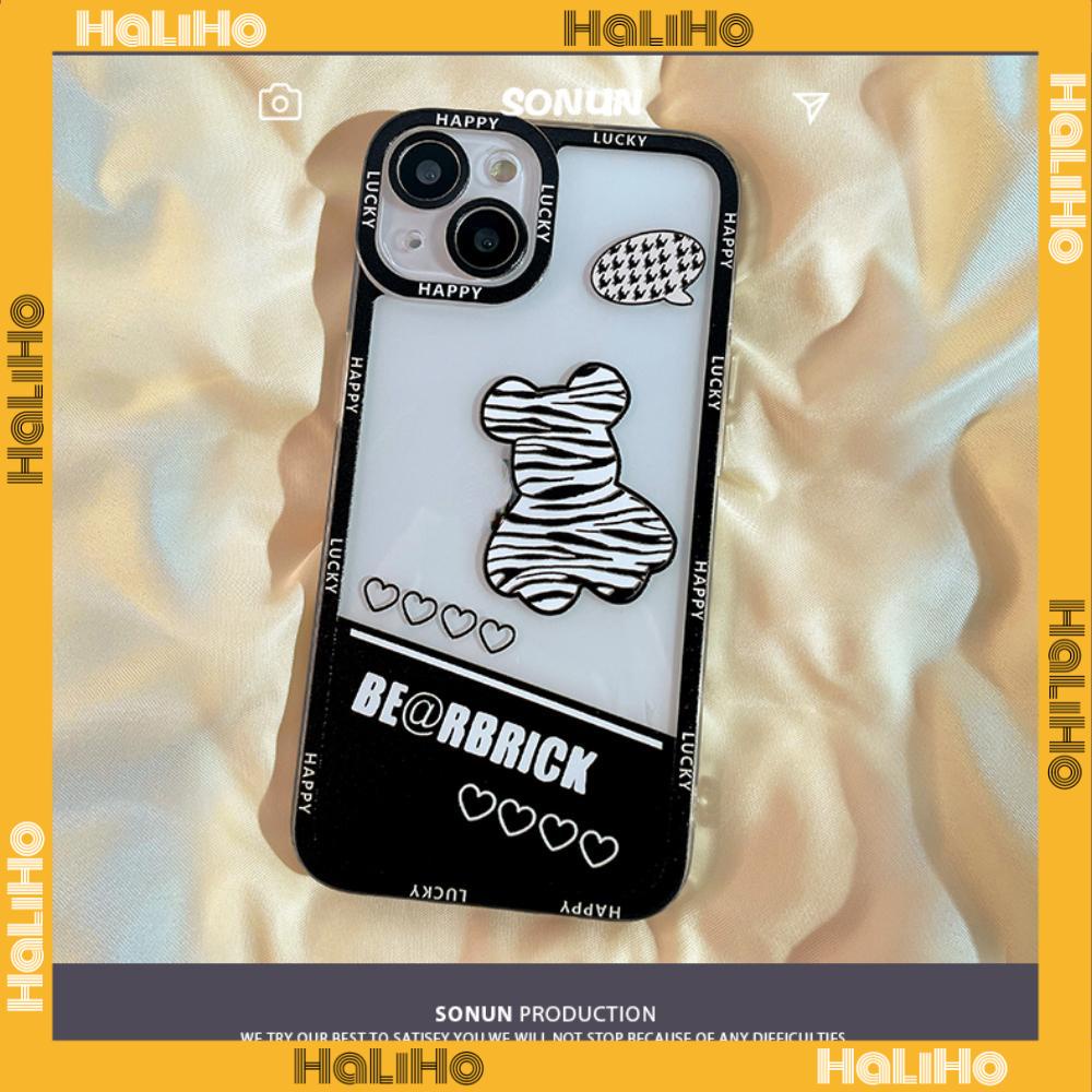 iPhone Case Silicone Soft Case Clear Case Square Edge Shockproof Protection Camera Cartoon Bear Cute Compatible For iPhone 11 iPhone 13 Pro Max iPhone 12 Pro Max iPhone 7 Plus xr