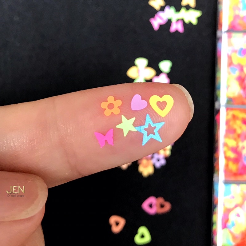Sequin huỳnh quang neon-phụ kiện nail móng