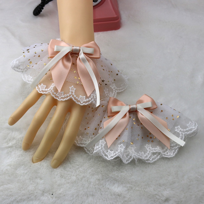 Vòng Tay Giả Ren Đính Ngôi Sao / Nơ Đính Kim Sa Hóa Trang Lolita