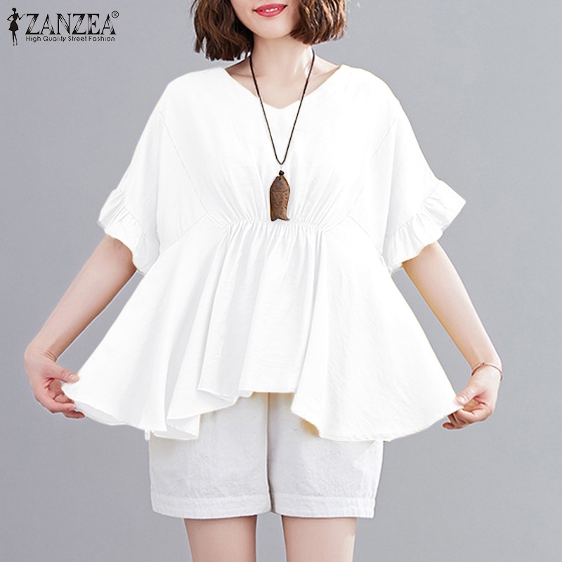 Zanzea Áo Thun Nữ Ngắn Tay Cổ Tròn Lưng Thun Thời Trang
