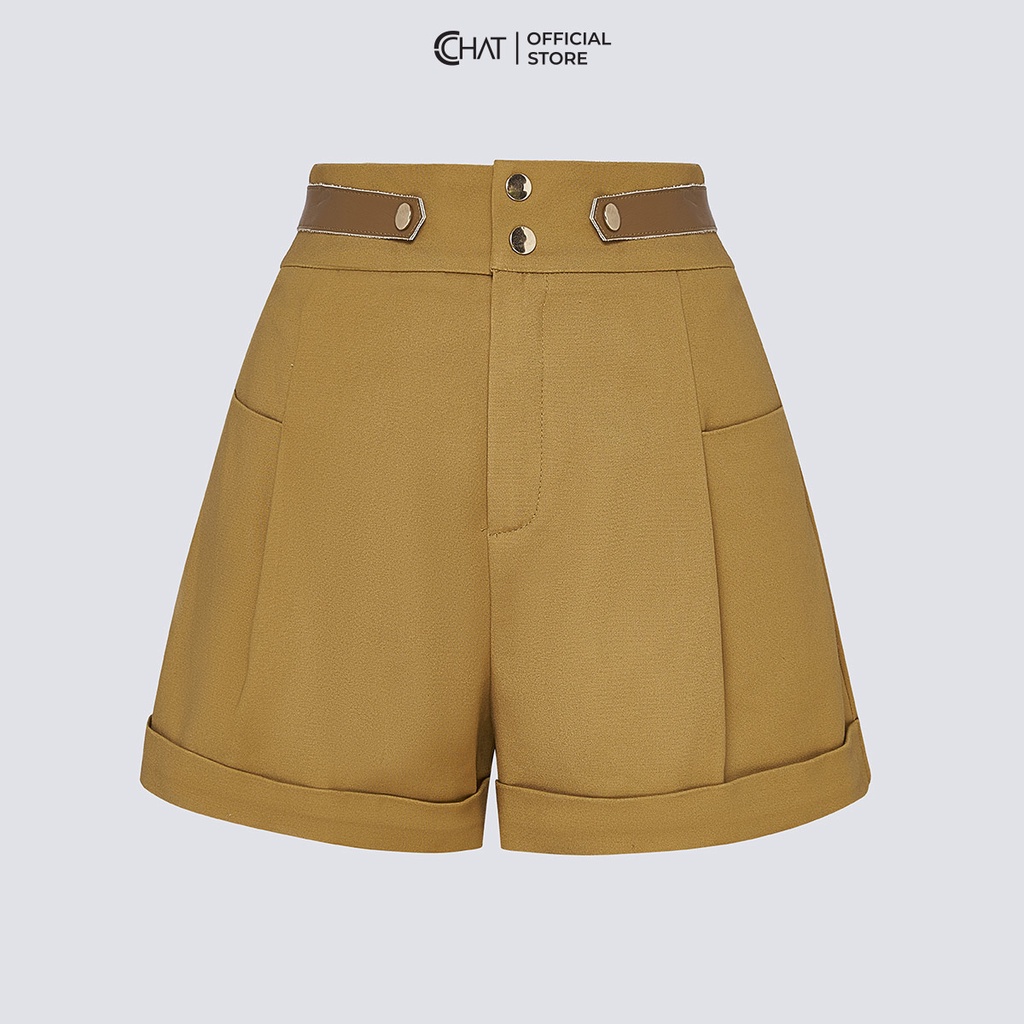 Quần Đùi Nữ 𝐂𝐂𝐇𝐀𝐓 Kiểu Cạp Phối Ly Chất Tuytsi Cao Cấp Mềm Mịn 22ONS8002AT