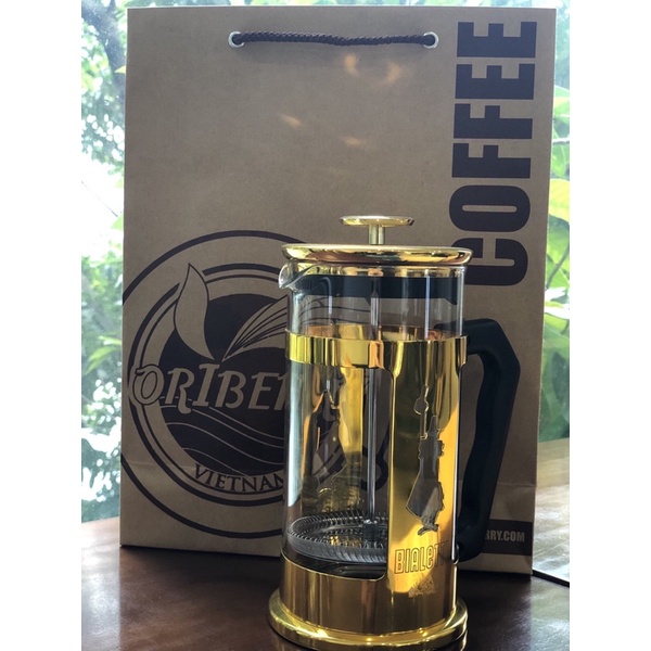 Bình pha cà phê Bialetti Frenchpress kiểu Pháp màu vàng - Preziosa Gold Collection 350ml và 1lít