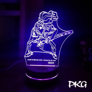 Đèn Ngủ Led 3D tướng YASUO TRUE DAMAGE LMHT nháy sáng 16 màu cảm ứng điều khiển từ xa DN262