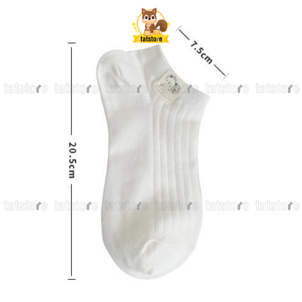 Tất nữ cổ thấp cổ ngắn vớ lười trắng trơn Hàn Quốc hoạt hình cute vải cotton khử mùi 9CNF3
