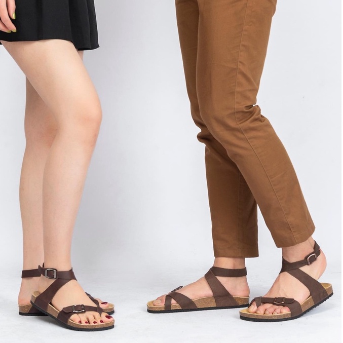 [ Lót Chống Nước ] DK16 - Sandal Birken Đế Trấu, Sandal Da Bò Unisex Nam và Nữ Quai xỏ ngón Bioline