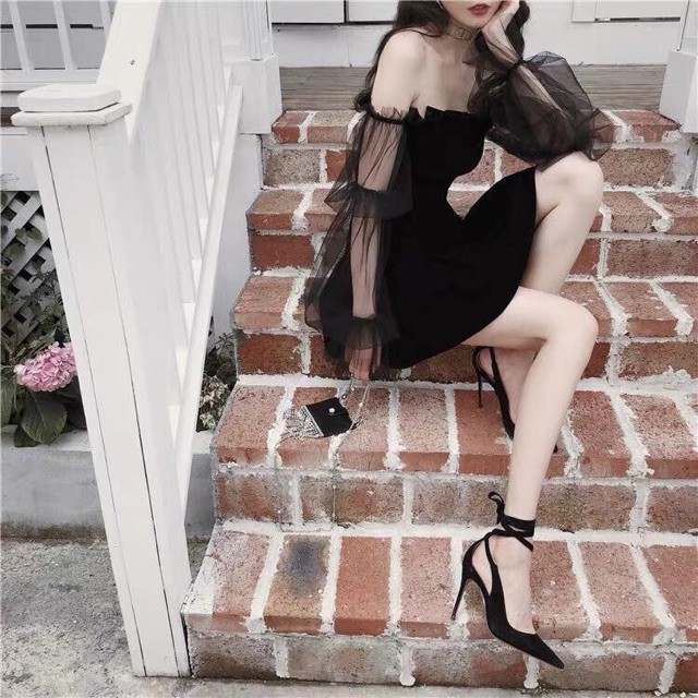 Đầm Xòe Cúp Ngực UMI Phối Tay Lưới Bo Thun Phía Sau Lưng ( Có Mút Ngực ) | BigBuy360 - bigbuy360.vn