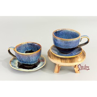 Set cốc capuchino men hỏa biến Bát Tràng