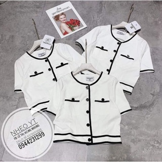 VP01 Áo croptop khuy viền cổ tròn pha viền gấu dáng mới xốp mềm hót hít