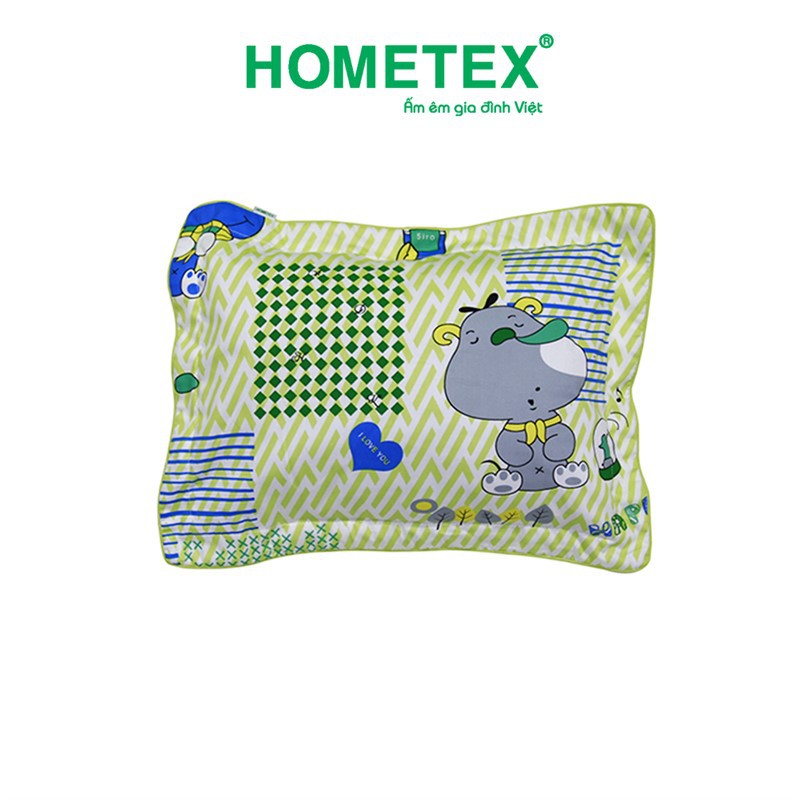 Gối nằm Hometex cho bé 100% cotton - viền bèo cotton hoa thoáng mát