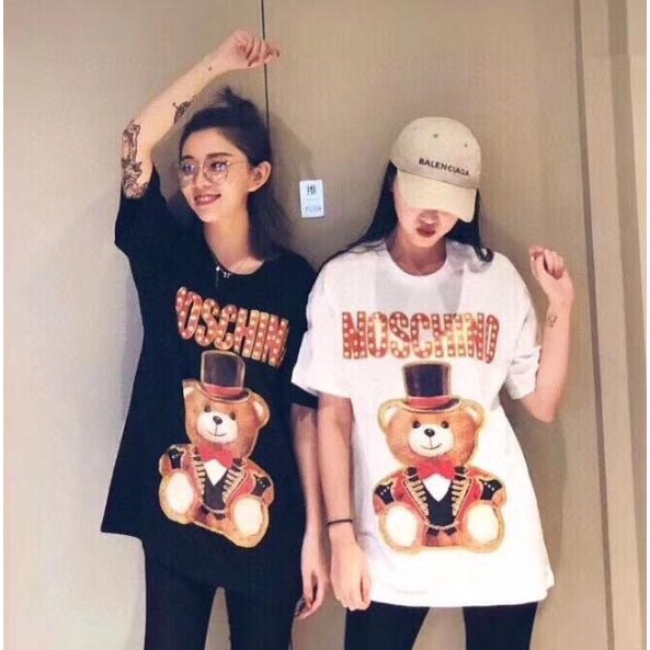 Áo thun cotton tay ngắn in hình MOSCHINO thời trang