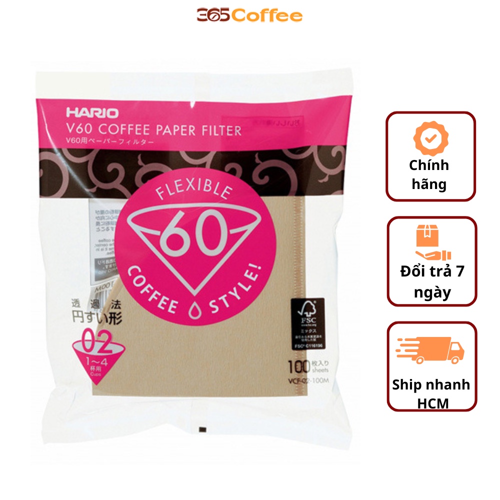 Giấy lọc cà phê Hario V60 màu nâu – chính hãng