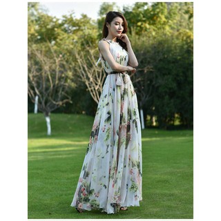 [SIÊU SALE] Đầm Maxi Hoa Suông Cổ Yếm, Đầm Maxi