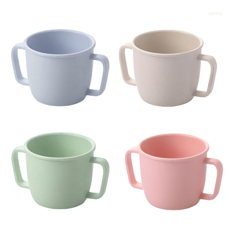 QQ Cốc Uống Nước Bằng Sợi Rơm Lúa Mì Thân Thiện Với Môi Trường Có Tay Cầm Dành Cho Trẻ Em