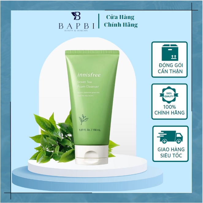 [HOT]Sữa Rửa Mặt Chiết Xuất Từ Trà Xanh Innisfree Green Tea Foam Cleanser