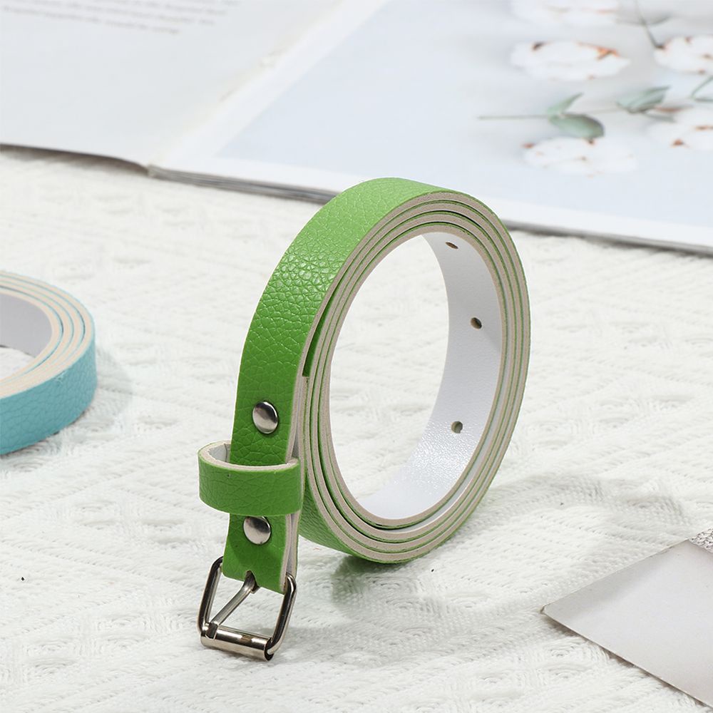 Thắt lưng da PU bản mỏng phối khóa điều chỉnh được thời trang xuân hè cho nam và nữ