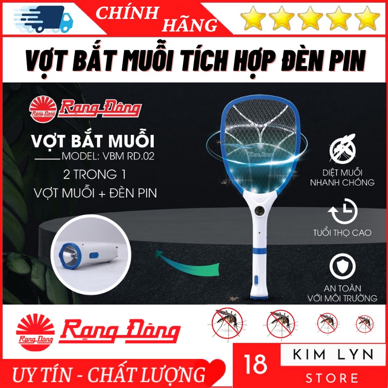 Vợt muỗi rạng đông tích hợp đèn pinVợt bắt muỗi có đèn pin tháo rời, pin siêu trâu⭐Bảo hành 12 tháng